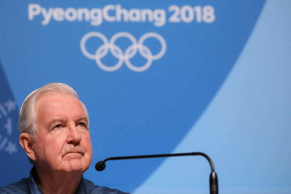 World Anti-Doping Agency (WADA) president Sir Craig Reedie gives a press conference ahead of the Pyeongchang 2018 Winter Olympic Games on February 8, 2018 in Pyeongchang. / AFP / Florian CHOBLET 
