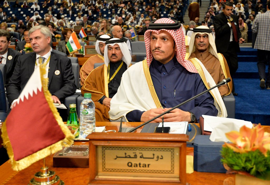 Qatar's Foreign Minister attend the Ministerial Level Conference at the Kuwait International Conference for the Reconstruction of Iraq at Bayan Palace, in Kuwait City, Kuwait, 14 February 2018. EPA/NOUFAL IBRAHIM