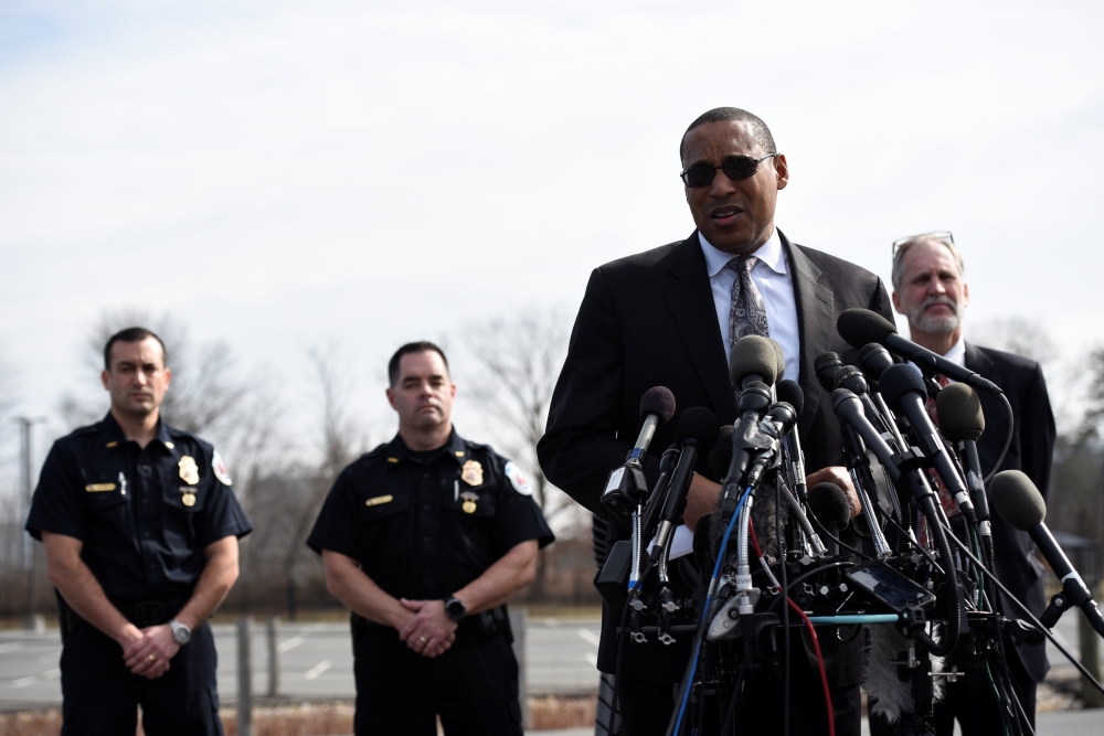 FBI Special Agent in Charge Gordon Johnson speaks at a news conference after a shooting outside the National Security Agency (NSA) headquarters in Fort Meade, Maryland, U.S. February 14, 2018. REUTERS/Sait Serkan Gurbuz