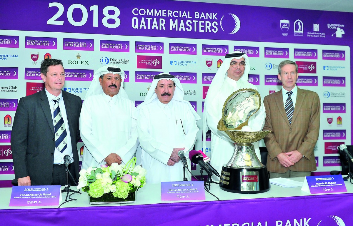 From left: Gary McGlinchey, General Manager of Doha Golf Club, Fahad Nasser Al Naimi, General Secretary of Qatar Golf Association (QGA), Hassan Nasser Al Naimi, President of QGA, Hussein Al Abdulla, Chief Marketing Officer at Commercial Bank and Keith Wat