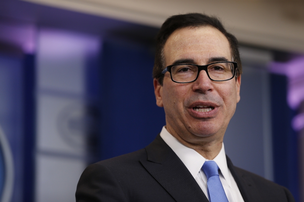 US Treasury Secretary Steven Mnuchin briefs on North Korea at the White House in Washington, February 23, 2018. Reuters/Jonathan Ernst