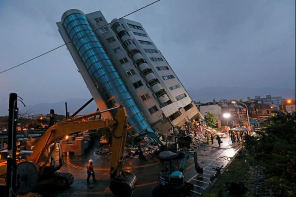 File photo of a damaged residential building is seen after an earthquake hit Hualien, Taiwan February 7, 2018. REUTERS/Tyrone Siu