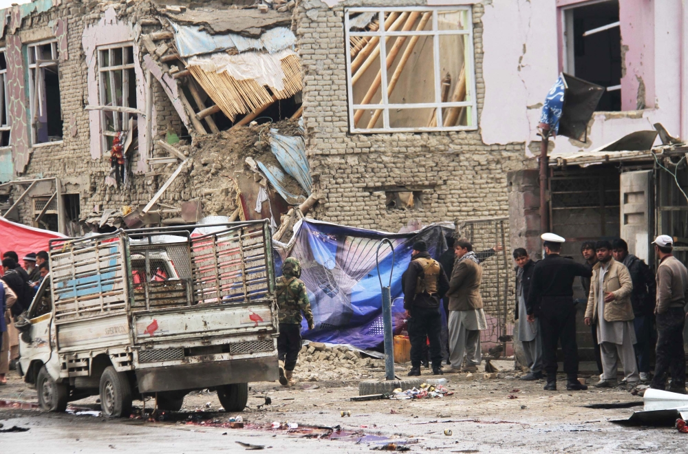 A general view of a street after the explosion in Kabul, Afghanistan on March 2, 2018.   Haroon Sabawoon / Anadolu Agency)