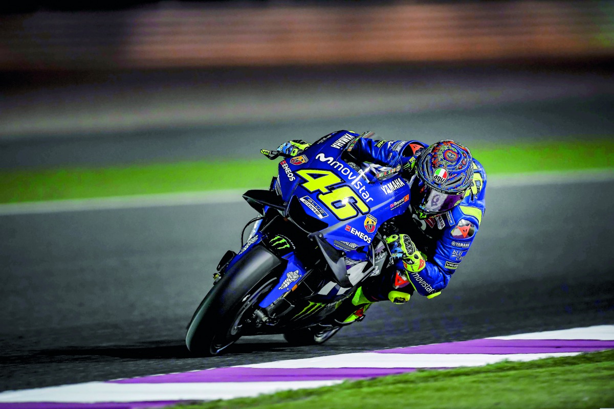 Movistar Yamaha’s Valentino Rossi in action during the last day of final MotoGP pre-season test at Losail International Circuit in Saturday night.  