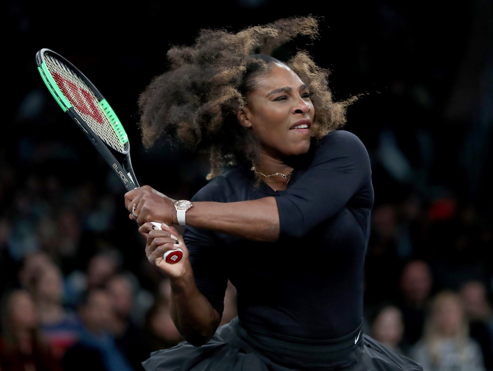 erena Williams of the United States returns a shot to Shuai Zhang of China during the Tie Break Tens at Madison Square Garden on March 5, 2018 in New York City. Elsa/Getty Images/AFP