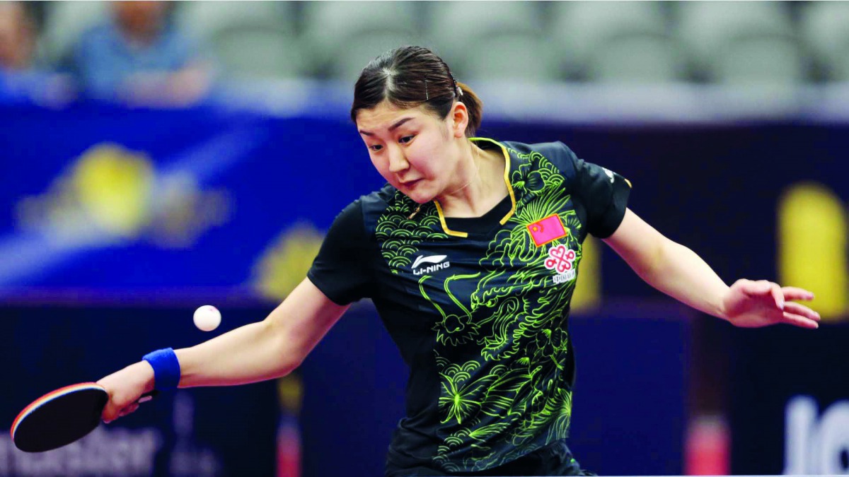 China’s Chen Meng in action at Qatar Open yesterday. 