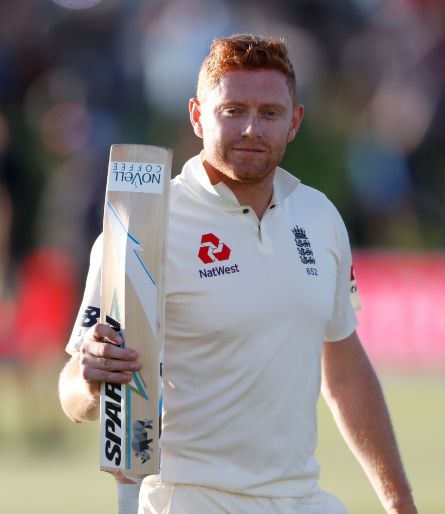 England's Jonny Bairstow takes the applause of the crowd as he walks off the pitch at the end of play. Reuters/Paul Childs