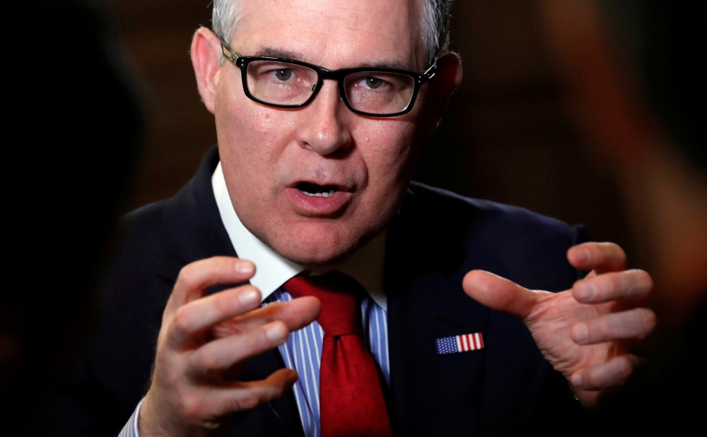 Environmental Protection Agency Administrator Scott Pruitt speaks during an interview with Reuters journalists in Washington, U.S., January 9, 2018. Reuters/Kevin Lamarque