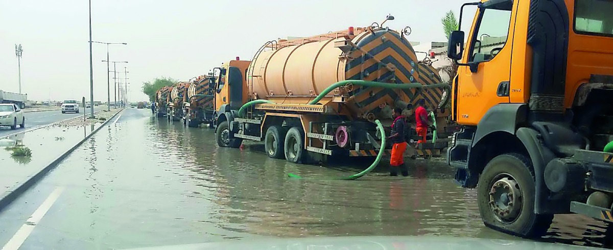 Water tankers of the Joint Rainfall Emergency Committee removing rainwater at different areas.