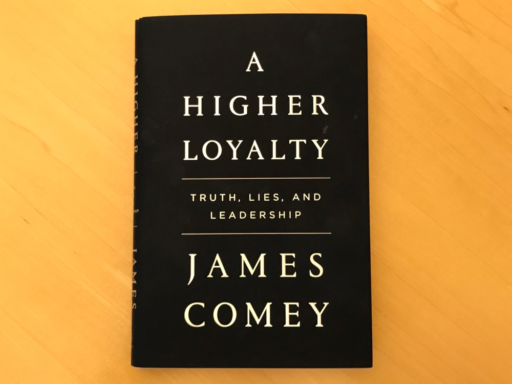 A copy of former FBI director James Comey's book 