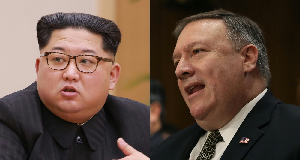 North Korean leader Kim Jong Un and US Secretary of State nominee Mike Pompeo ( KCNA via KNS & Getty Images North America /And Mark Wilson, via AFP)  