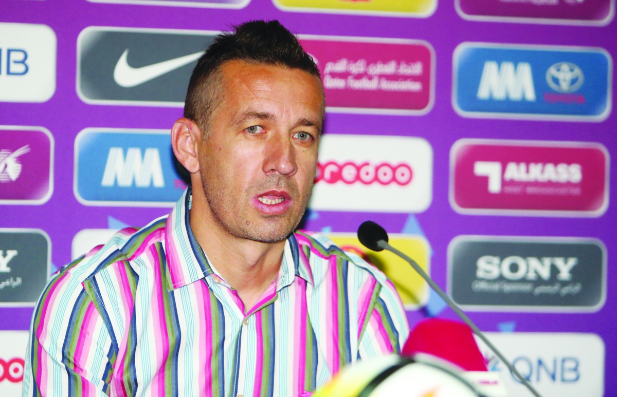 Mesaimeer coach Dragan Tadic during a press conference held in Doha yesterday. Picture: Hussein Sayed