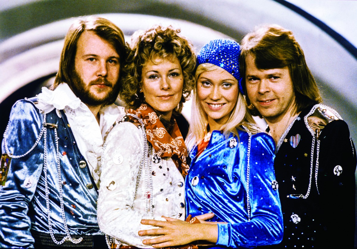Swedish pop group Abba: Benny Andersson, Anni-Frid Lyngstad, Agnetha Faltskog and Bjorn Ulvaeus pose after winning the Swedish branch of the Eurovision Song Contest with their song 