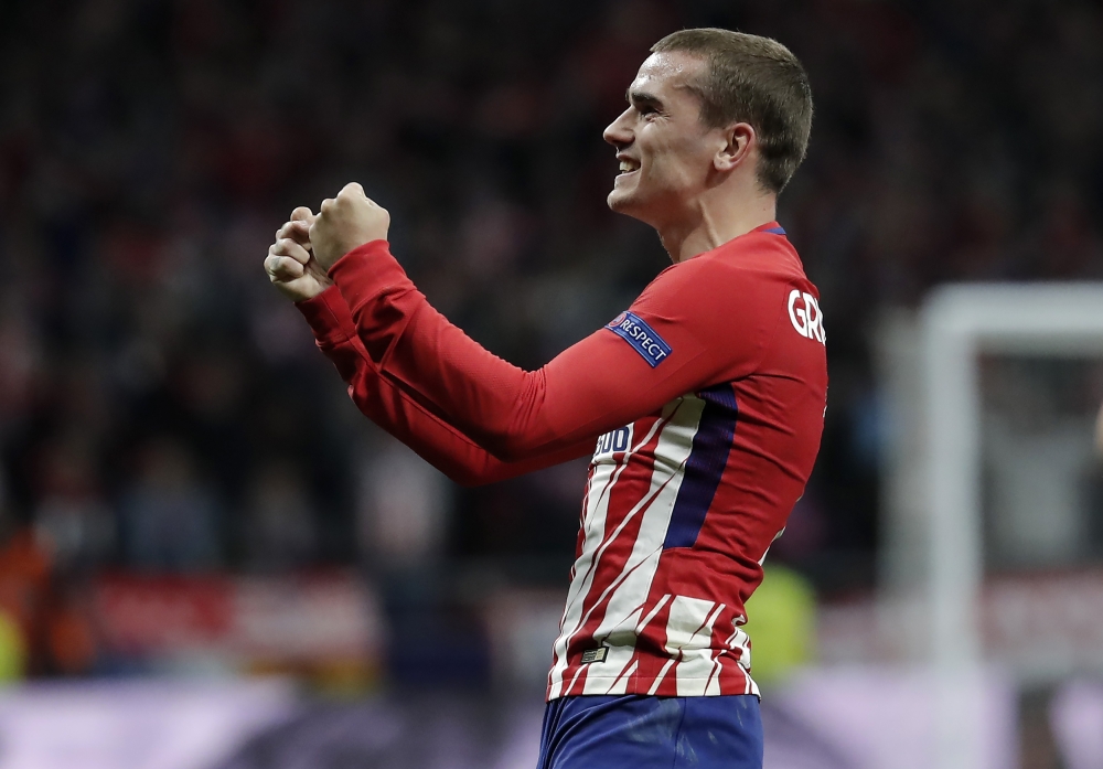 Antoine Griezmann of Atletico Madrid celebrates their victory at the end of the UEFA Europa League semi final return match between Atletico Madrid and Arsenal at Wanda Metropolitano Stadium on May 03, 2018 in Madrid, Spain. Burak Akbulut - Anadolu 