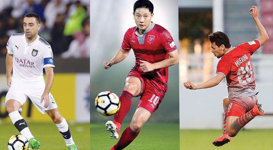 Xavi Hernandez, Nam Tae-hee (C) and Youssef Msakni (R).