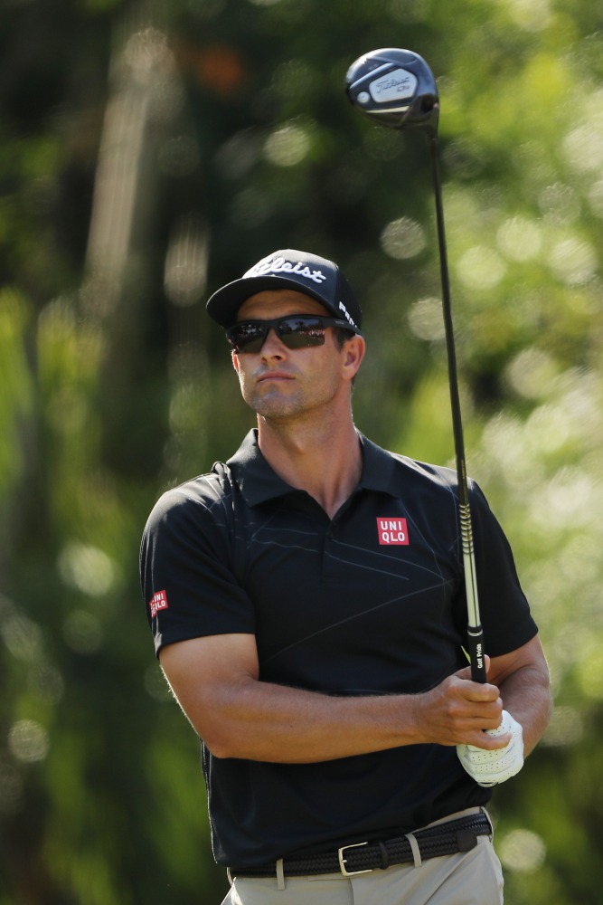 Adam Scott of Australia plays his shot from the 15th tee during the first round of THE PLAYERS Championship on the Stadium Course at TPC Sawgrass on May 10, 2018 in Ponte Vedra Beach, Florida. Richard Heathcote/Getty Images/AFP
