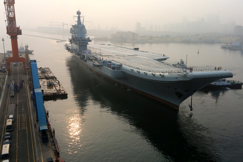 China's first domestically developed aircraft carrier departs Dalian, Liaoning province, China May 13, 2018. REUTERS/Stringer 