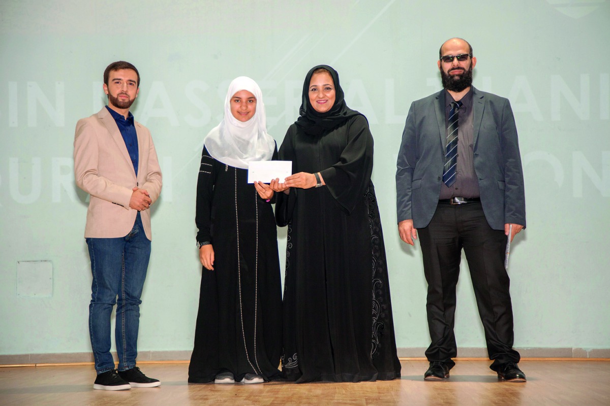 A student is honoured at ‘Sheikh Faleh bin Nasser Al Thani Annual Quran Competition’ organised by Doha Academy. 