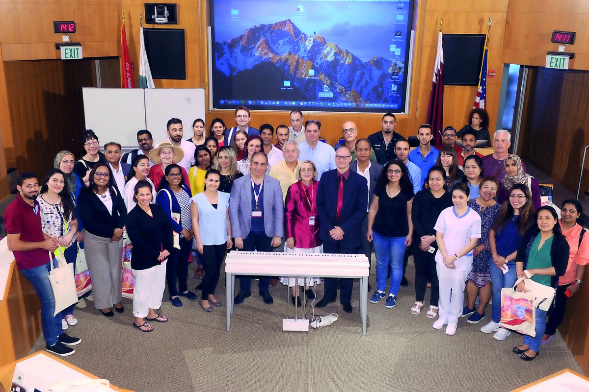 Participants at a continuing medical education workshop at Weill Cornell Medicine-Qatar. 
