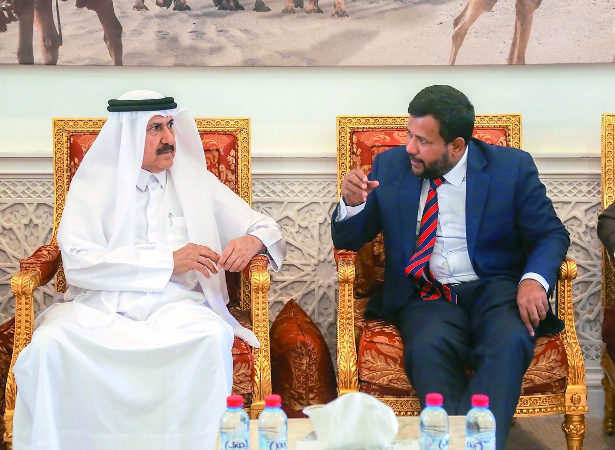 Ali bin Hassan Al Hammadi, Secretary-General of Qatar Red Crescent Society (QRCS), with Rishad Bathiudeen, Minister of Industry & Commerce of Sri Lanka  at the meeting.