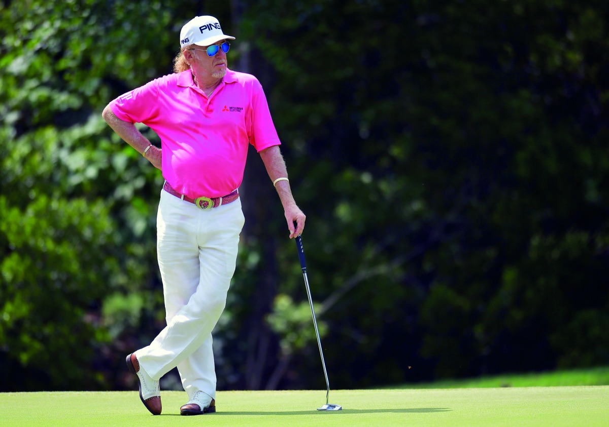 Miguel Angel Jimenez of Spain stands on the 15th green during the third round of the Regions Tradition at Greystone Golf & Country Club on May 19, 2018 in Birmingham, Alabama. Drew Hallowell/Getty Images/AFP