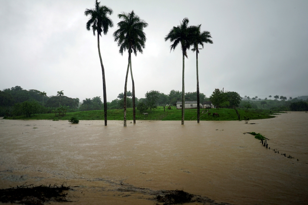 A view of a partially flooded farm as Subtropical Storm Alberto passes by the west coast of Cuba, in Bahia Honda, Cuba, May 26, 2018. REUTERS/Alexandre Meneghini