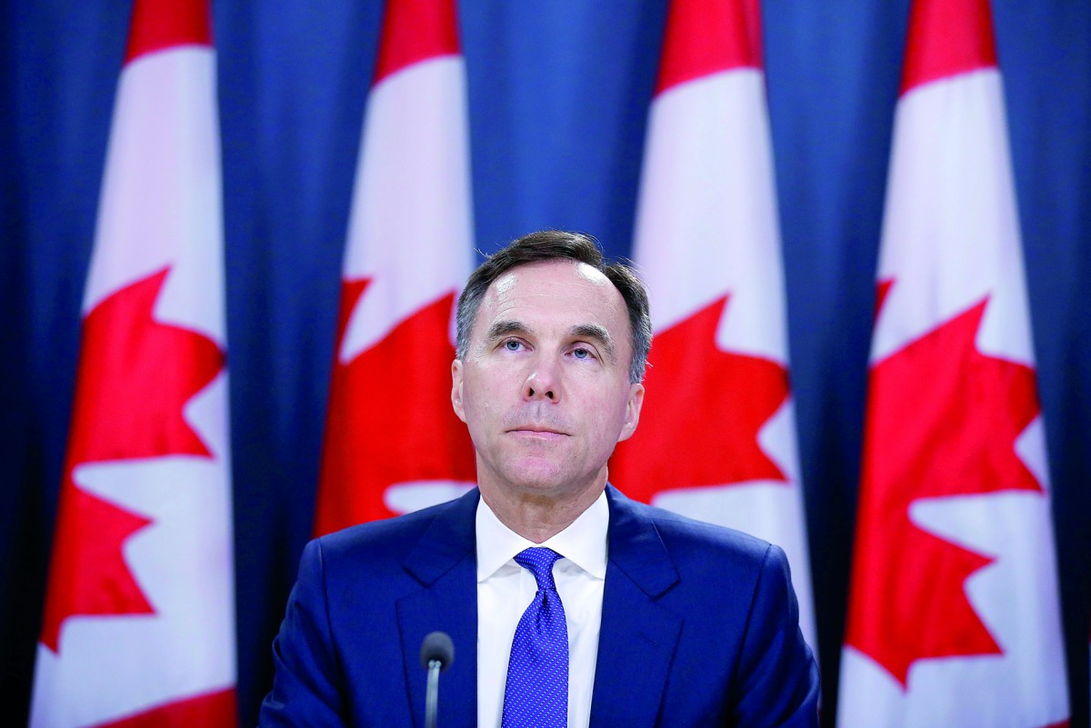 Canada's Finance Minister Bill Morneau listens to a question during a news conference about the state of the Kinder Morgan pipeline expansion in Ottawa, Ontario, Canada, May 29, 2018. Reuters/Chris Wattie