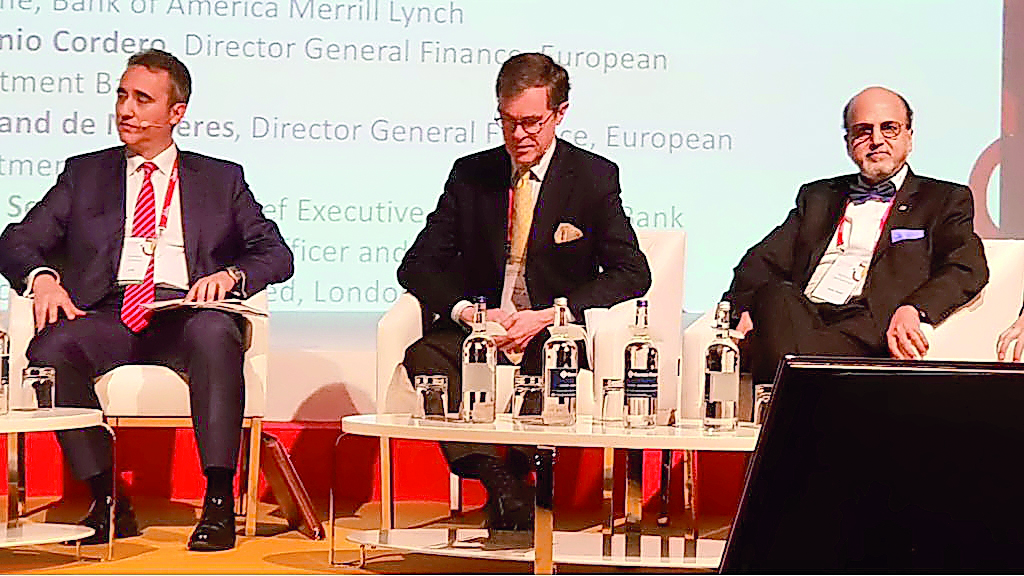 Dr R Seetharaman (right), CEO of Doha Bank, along with other dignitaries at a panel discussion at the 50th ICMA Annual General Meeting & Conference, which concluded on June 1 in Madrid. 