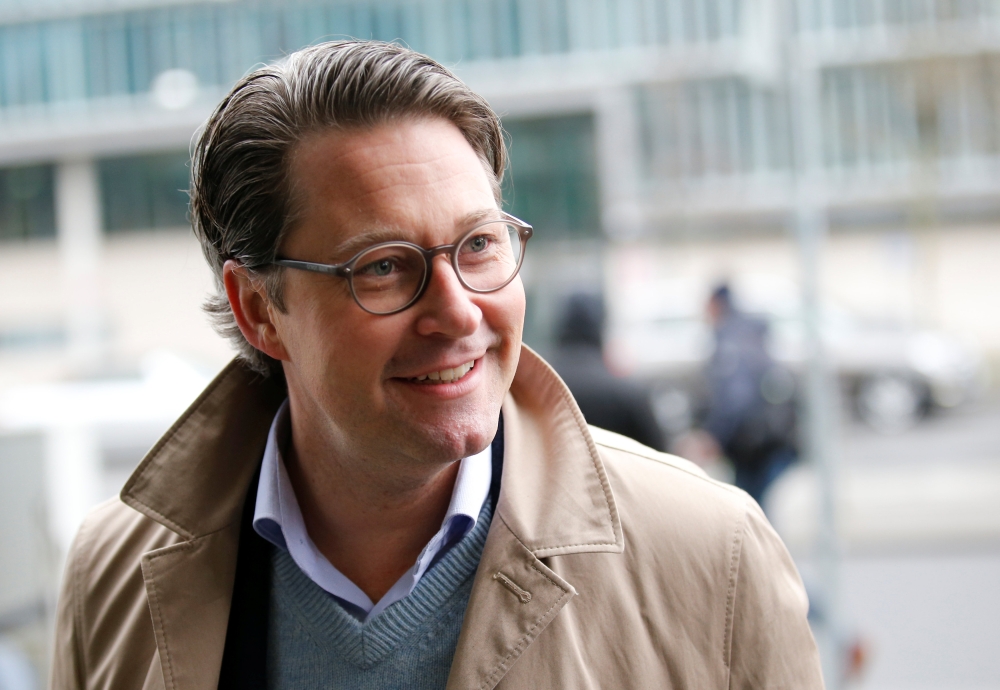 FILE PHOTO: Andreas Scheuer of the Christian Social Union (CSU) arrives for coalition talks about forming a new coalition government at the CDU headquarters in Berlin, Germany, February 3, 2018. REUTERS/Axel Schmidt/File Photo