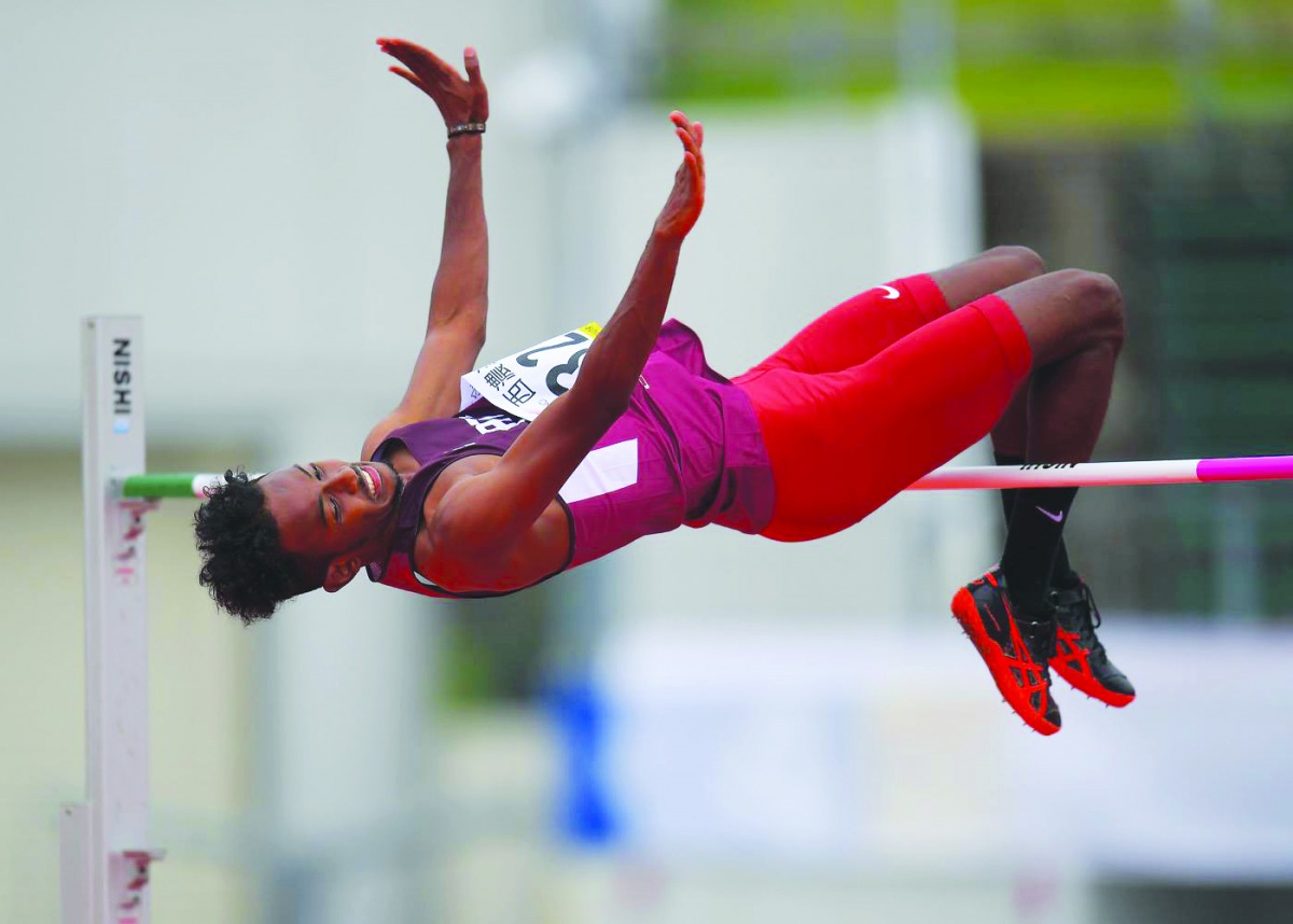 Qatar’s Nuh Abdulkadir Ibrahim Anuh in action during high jump final yesterday. 