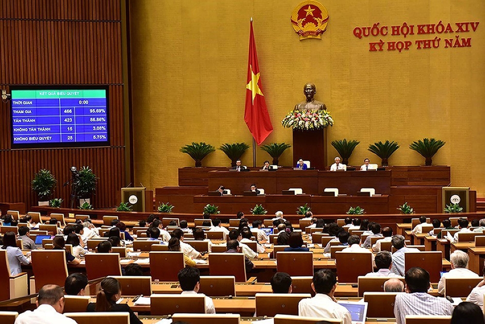 Members of Vietnam parliament attend a session voting to approve a cyber security law in Hanoi on June 12, 2018. AFP / Vietnam News Agency / Vietnam News Agency