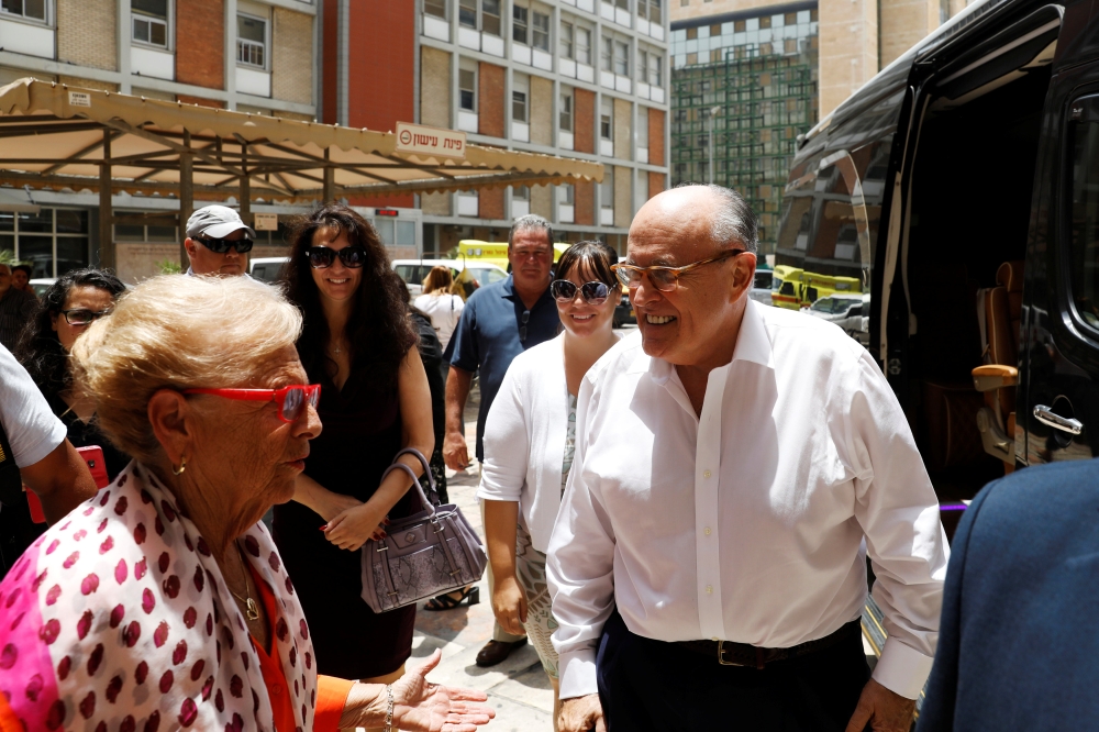 File photo of US President Donald Trump's attorney Rudy Giuliani visits the Hadassah Medical Center in Jerusalem June 7, 2018. REUTERS/Ronen Zvulun