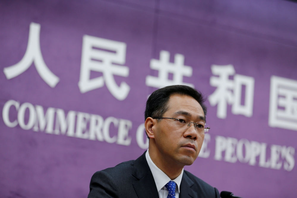 China's Ministry of Commerce spokesperson Gao Feng attends a news conference at the commerce ministry in Beijing, China, June 19, 2018. REUTERS/Thomas Peter