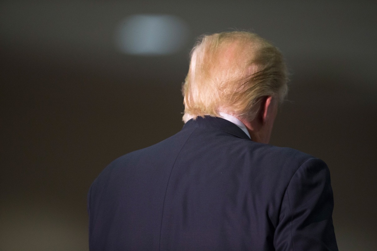 Donald Trump speaks to guests during a campaign stop at the La Crosse Center on April 4, 2016 in La Crosse, Wisconsin. (Scott Olson / Getty Images / AFP) 