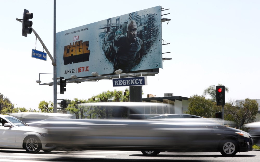 A billboard is pictured on the Sunset Strip in Los Angeles, California, U.S., June 28, 2018. Picture taken June 28, 2018. Reuters/Mario Anzuoni

