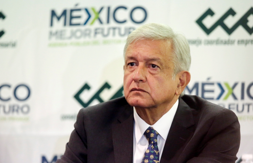 Mexico's President-elect Andres Manuel Lopez Obrador looks on during a news conference after a meeting with the Business Coordinating Council (CCE) in Mexico City, Mexico July 4, 2018. Reuters/Daniel Becerril