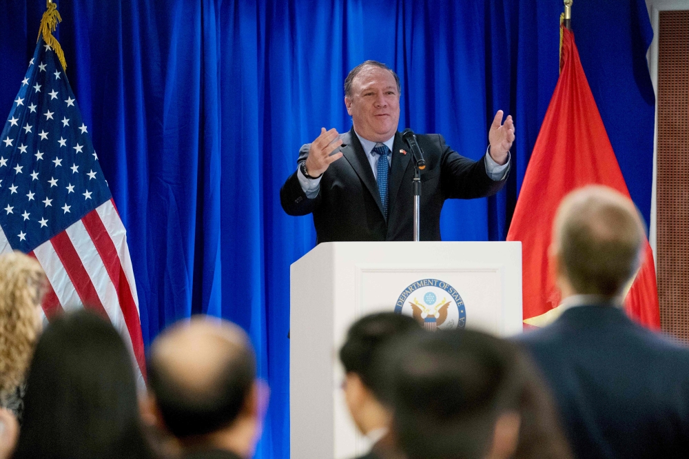 US Secretary of State Mike Pompeo speaks at a Business Community reception at the Metropole Hotel in Hanoi, Vietnam on July 8, 2018. (AFP / Andrew Harnik)