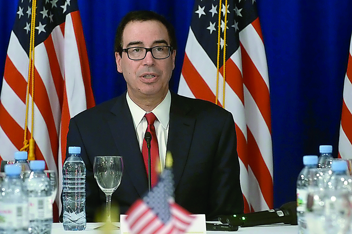 US Treasury Secretary Steven Mnuchin speaks during a briefing with the press in Buenos Aires, on July 21, 2018 in the framework of the G20 meeting of Finance Ministers and Central Bank Governors.  AFP 