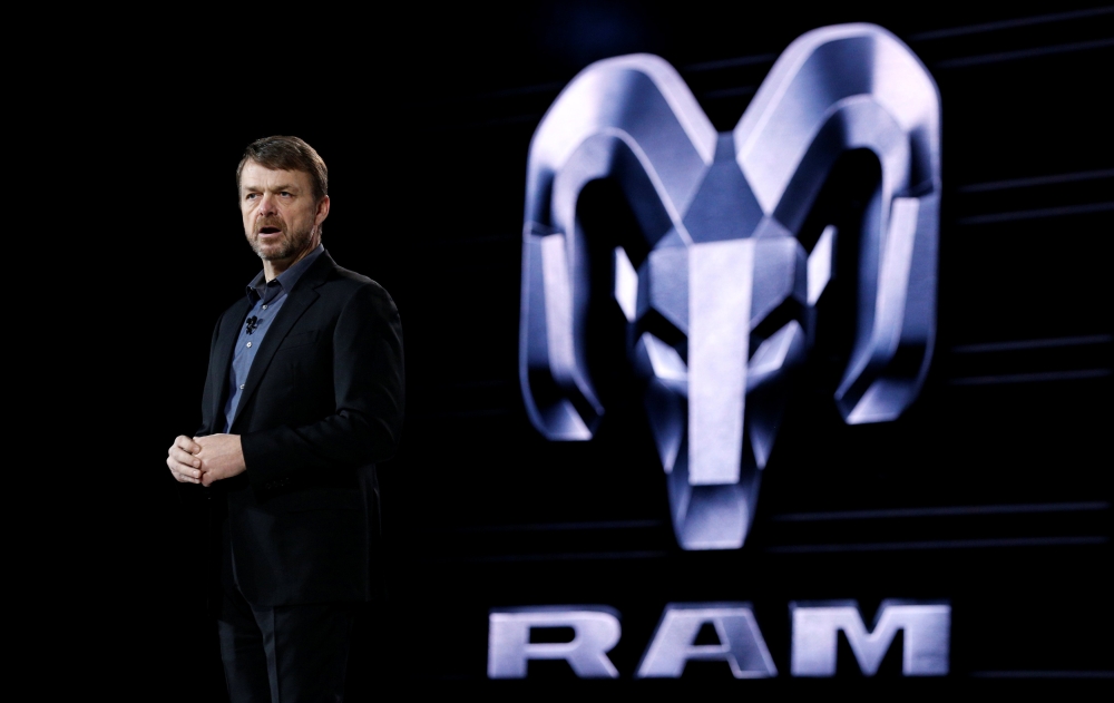 Mike Manley, Head of Ram Brand, speaks at the company's press conference at the North American International Auto Show in Detroit, Michigan, U.S., January 15, 2018. Reuters/Brendan McDermid