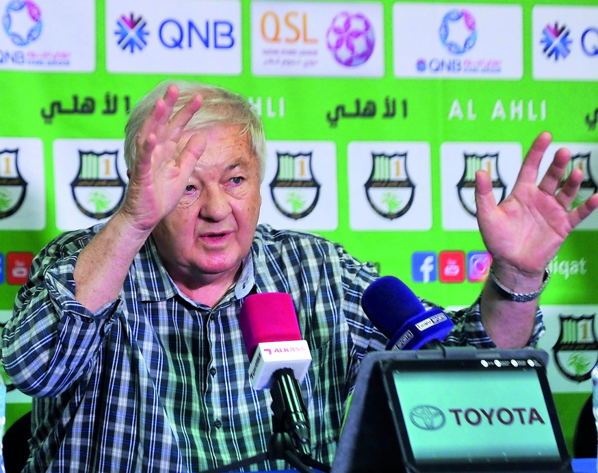 Al Ahli’s new Czech coach Milan Macala speaks during press conferences held yesterday ahead of the start of new QNB Stars League (QSL) season. Picture: Salim Matramkot / The Peninsula