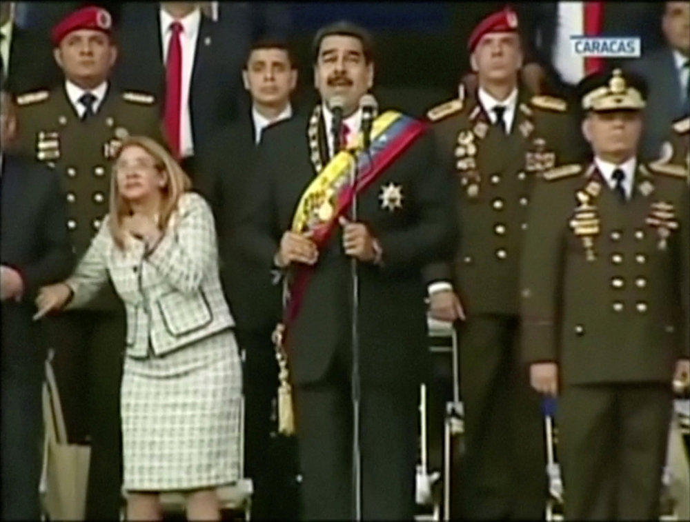 Venezuelan President Nicolas Maduro reacts during an event which was interrupted, in this still frame taken from video August 4, 2018, Caracas, Venezuela. (Venezuelan Government TV/Handout via REUTERS TV)