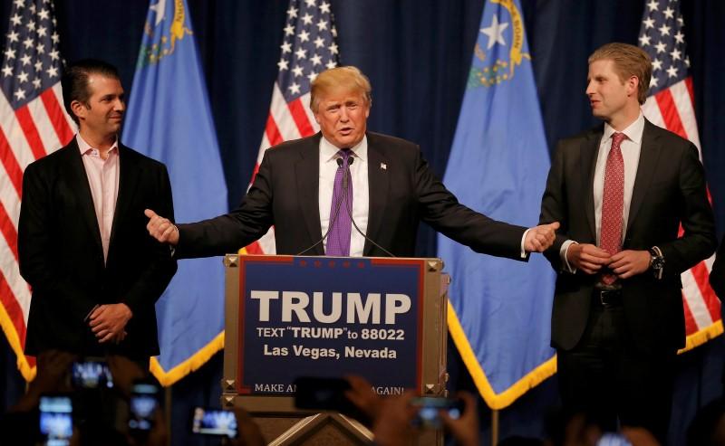 Trump, Donald Trump Jr and L Eric R Trump (Reuters file photo) 