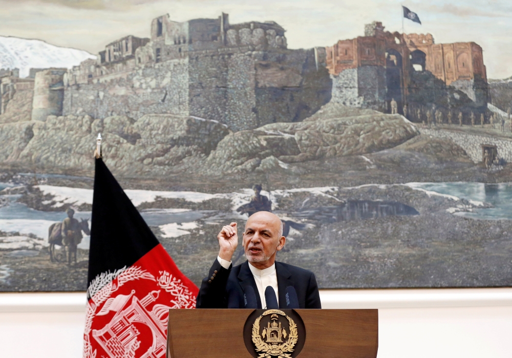 Afghan President Ashraf Ghani speaks during a news conference in Kabul, Afghanistan July 15, 2018. (REUTERS/Mohammad Ismail/File Photo)