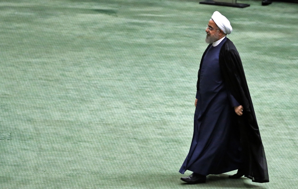 President Hassan Rouhani arrives at the Iranian Parliament in the capital Tehran, on August 28, 2018. AFP / ATTA KENARE