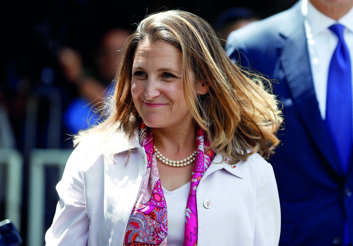 Canada's Foreign Minister Chrystia Freeland after a meeting with Mexico's President-elect Andres Manuel Lopez Obrador in Mexico City, Mexico July 25, 2018. Reuters/Luisa Gonzalez