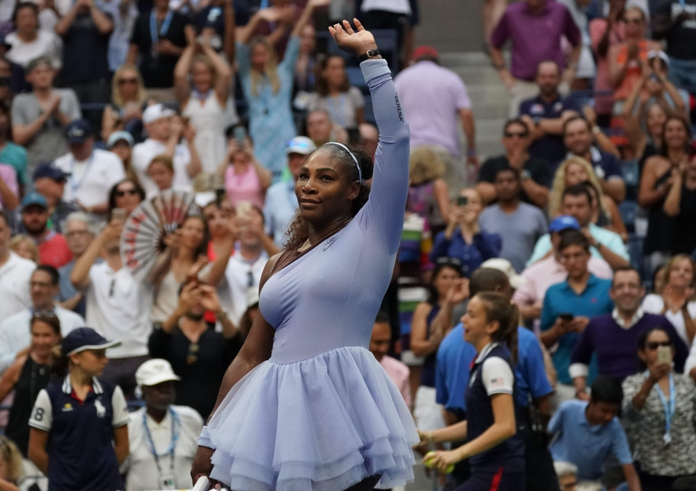 Serena Williams of the US celebrates her win during her women's singles match against Kaia Kanepi of Estonia on Day 7 of the 2018 US Open at the USTA Billie Jean King National Tennis Center on September 2, 2018 in New York City. / AFP / TIMOTHY A. CLARY 