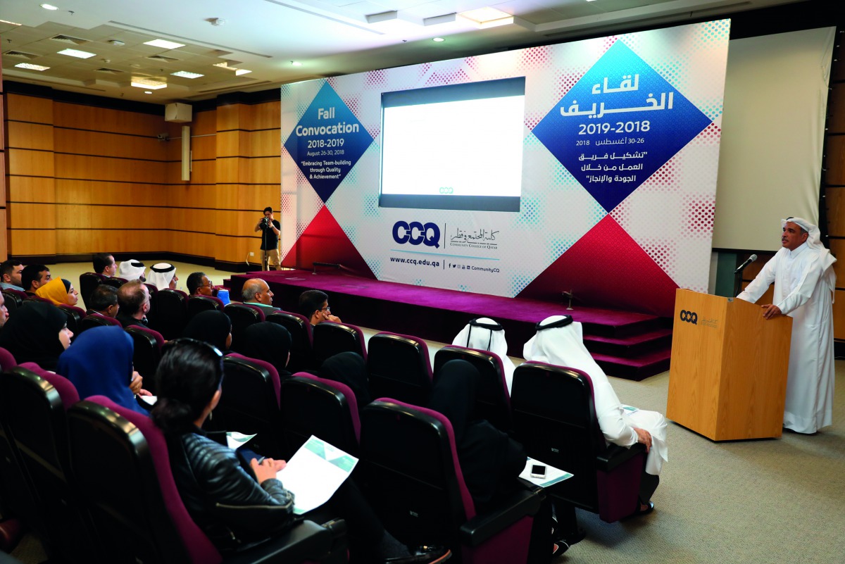 An official speaks during the Fall Convocation Week at CCQ. 