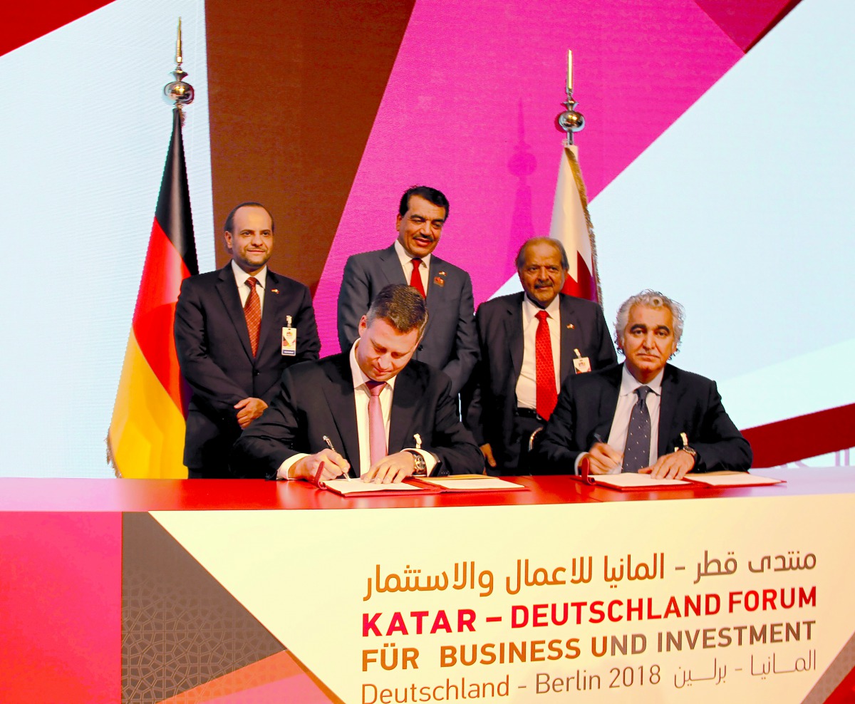 The officials at the Qatar-Germany Business and Investment Forum held in Berlin. 