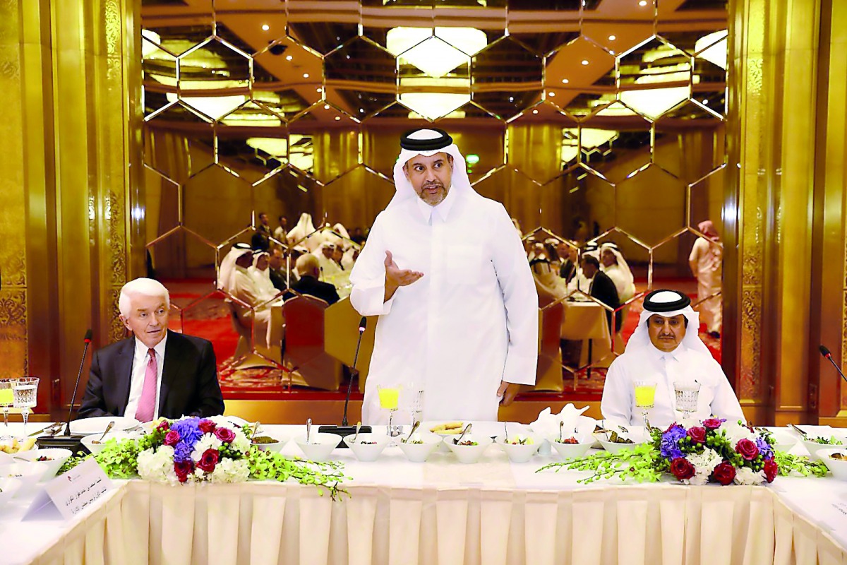 Minister of Economy and Commerce H E Sheikh Ahmed bin Jassim bin Mohammed Al Thani with President and CEO of US Chamber of Commerce, Thomas Donohue, yesterday in Doha.