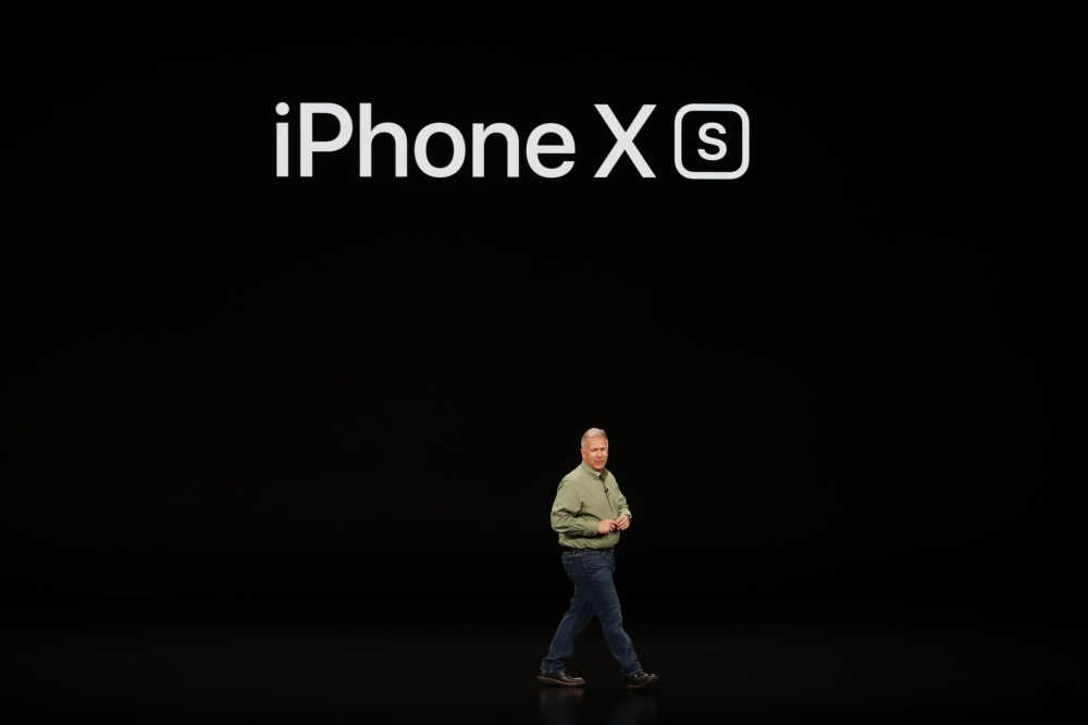 hilip W. Schiller, Senior Vice President, Worldwide Marketing of Apple, speaks about the the new Apple iPhone XS at an Apple Inc product launch event at the Steve Jobs Theater in Cupertino, California, U.S., September 12, 2018. Reuters/Stephen Lam 
